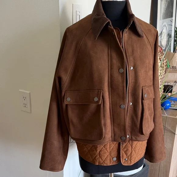 Anthropologie Women’s Brown Faux Suede Twofer Jacket - Medium - Picture 6 of 15